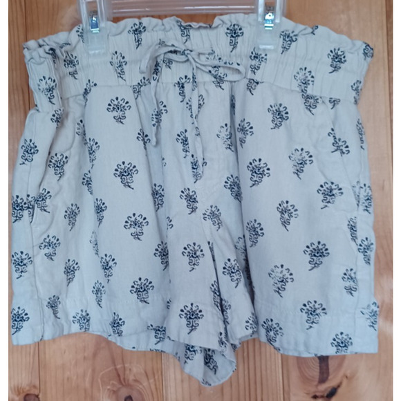 A New Day Linen Blend Shorts Women's Small Elastic Waist Drawstring Tan Color - Picture 2 of 6